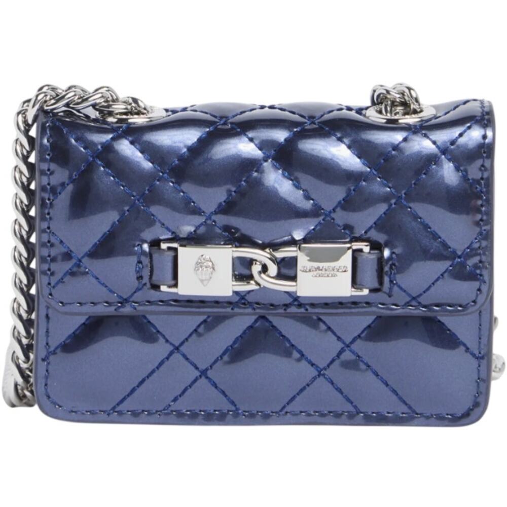Kurt Geiger London Micro Brixton quilted Metallic NAVY/Purple NWT